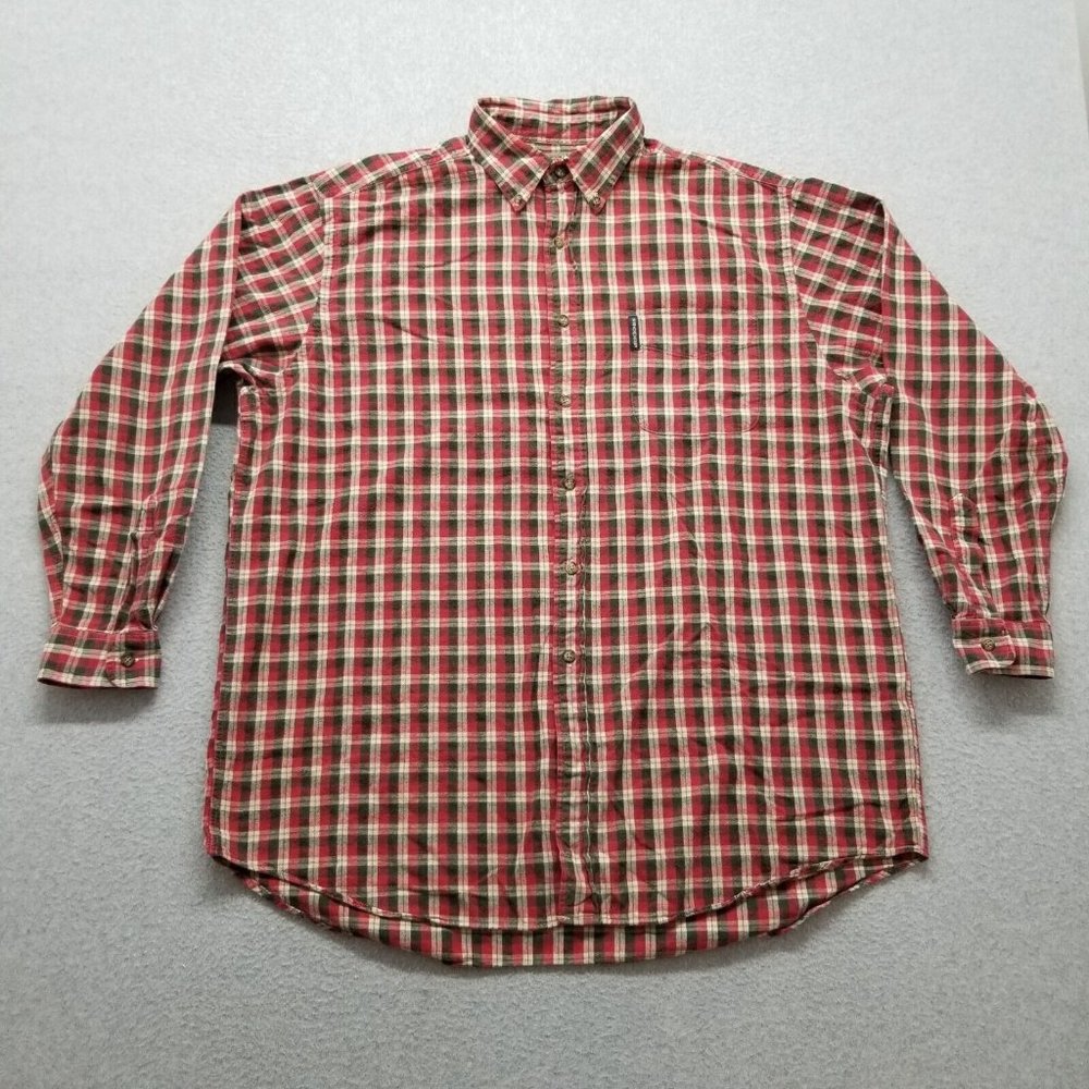 Abercrombie & Fitch Shirt Mens Large Red Plaid Button Up The Big Shirt Oversized